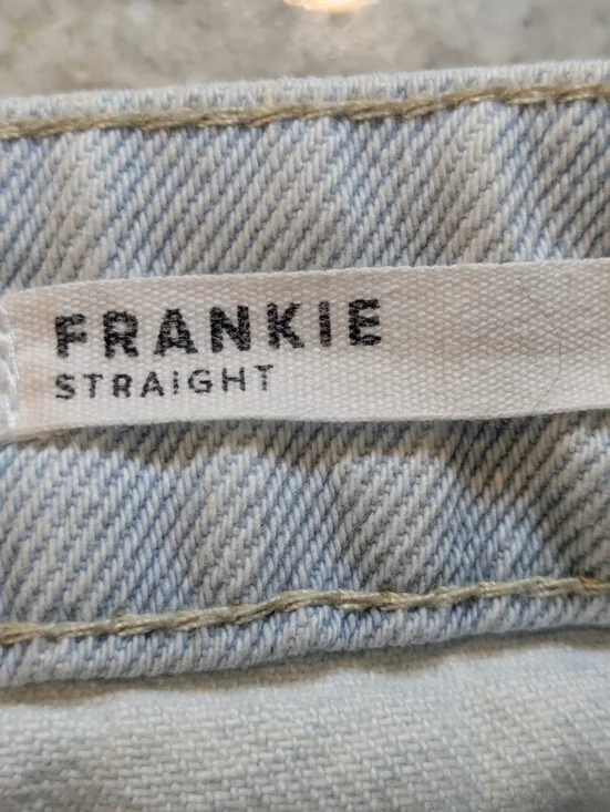 Dear John Frankie Straight Jeans Size 32 Light Wash Two-Tone Raw Hem High Rise - Picture 4 of 11